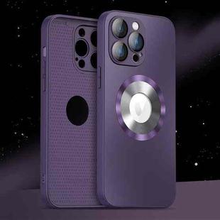 For iPhone 13 Pro AG Frosted MagSafe Glass Phone Case(Dark Purple)