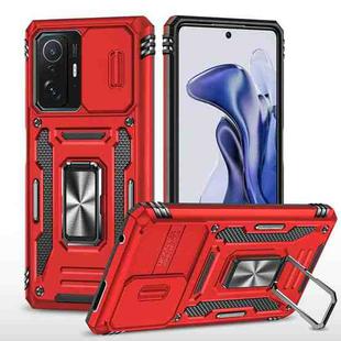 For Xiaomi 11T Armor PC + TPU Camera Shield Phone Case(Red)