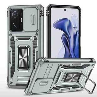 For Xiaomi 11T Armor PC + TPU Camera Shield Phone Case(Grey)