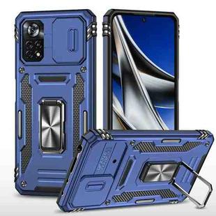 For Xiaomi Poco X4 Pro 5G Armor PC + TPU Camera Shield Phone Case(Navy Blue)