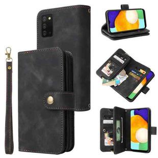 For Samsung Galaxy A03s EU Version Multifunctional Card Slot Zipper Wallet Leather Phone Case(Black)