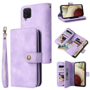 For Samsung Galaxy A12 / M12 Multifunctional Card Slot Zipper Wallet Leather Phone Case(Purple)