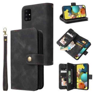 For Samsung Galaxy A51 4G Multifunctional Card Slot Zipper Wallet Leather Phone Case(Black)