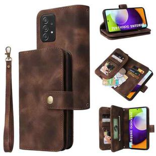 For Samsung Galaxy A52 5G / 4G Multifunctional Card Slot Zipper Wallet Leather Phone Case(Brown)