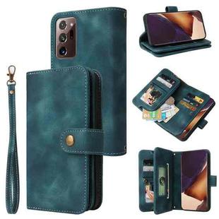 For Samsung Galaxy Note20 Ultra Multifunctional Card Slot Zipper Wallet Leather Phone Case(Blue)
