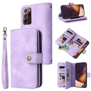 For Samsung Galaxy Note20 Ultra Multifunctional Card Slot Zipper Wallet Leather Phone Case(Purple)