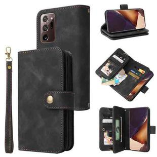 For Samsung Galaxy Note20 Ultra Multifunctional Card Slot Zipper Wallet Leather Phone Case(Black)