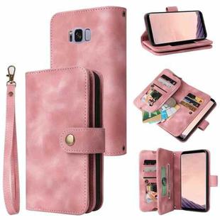 For Samsung Galaxy S8+ Multifunctional Card Slot Zipper Wallet Leather Phone Case(Rose Gold)