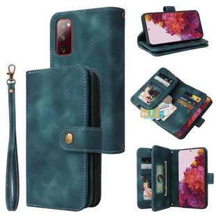 For Samsung Galaxy S20 FE Multifunctional Card Slot Zipper Wallet Leather Phone Case(Blue)