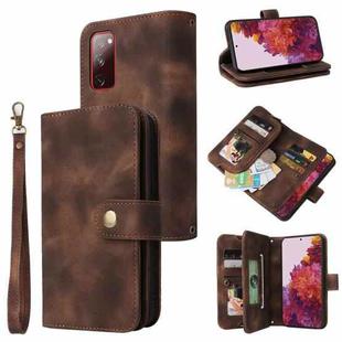 For Samsung Galaxy S20 FE Multifunctional Card Slot Zipper Wallet Leather Phone Case(Brown)