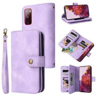 For Samsung Galaxy S20 FE Multifunctional Card Slot Zipper Wallet Leather Phone Case(Purple)