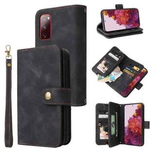 For Samsung Galaxy S20 FE Multifunctional Card Slot Zipper Wallet Leather Phone Case(Black)