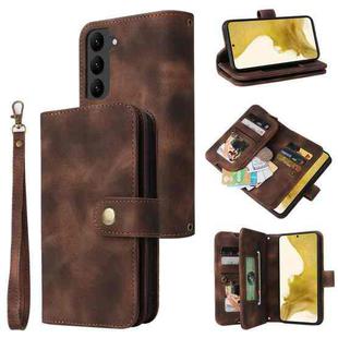 For Samsung Galaxy S23+ 5G Multifunctional Card Slot Zipper Wallet Leather Phone Case(Brown)