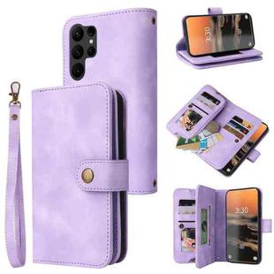 For Samsung Galaxy S23 Ultra 5G Multifunctional Card Slot Zipper Wallet Leather Phone Case(Purple)