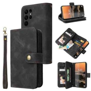 For Samsung Galaxy S23 Ultra 5G Multifunctional Card Slot Zipper Wallet Leather Phone Case(Black)