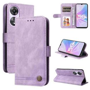 For OPPO A58 5G Skin Feel Life Tree Metal Button Leather Phone Case(Purple)