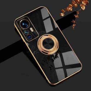 For Xiaomi 12T 6D Electroplating Ring Kickstand Phone Case(Black)