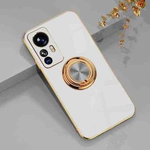 For Xiaomi 12T 6D Electroplating Ring Kickstand Phone Case(White)