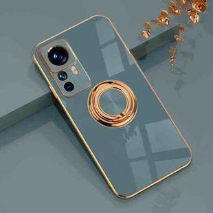 For Xiaomi 12T Pro 6D Electroplating Ring Kickstand Phone Case(Grey)