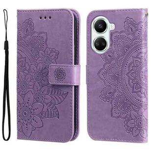 For Huawei nova 10 SE 7-petal Flowers Embossing Leather Phone Case(Light Purple)