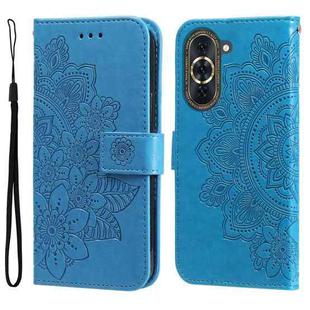 For Huawei nova 10 Pro 7-petal Flowers Embossing Leather Phone Case(Blue)