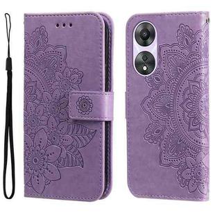 For OPPO A58 5G 7-petal Flowers Embossing Leather Phone Case(Light Purple)