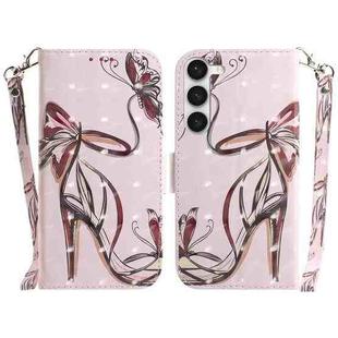 For Samsung Galaxy S23 5G 3D Colored Pattern Flip Leather Phone Case(Butterfly High-heeled)