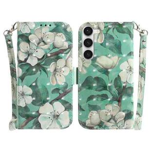 For Samsung Galaxy S23 5G 3D Colored Pattern Flip Leather Phone Case(Watercolor Flower)