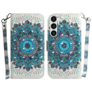 For Samsung Galaxy S23 5G 3D Colored Pattern Flip Leather Phone Case(Peacock Wreath)