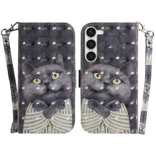 For Samsung Galaxy S23 5G 3D Colored Pattern Flip Leather Phone Case(Hug Cat)