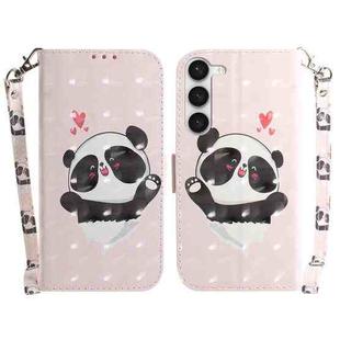 For Samsung Galaxy S23 5G 3D Colored Pattern Flip Leather Phone Case(Heart Panda)