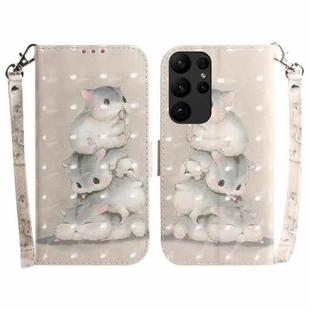 For Samsung Galaxy S23 Ultra 5G 3D Colored Pattern Flip Leather Phone Case(Squirrels)