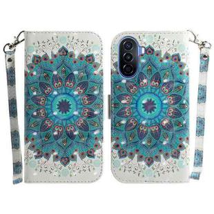 For Huawei nova Y70 Plus 3D Colored Pattern Flip Leather Phone Case(Peacock Wreath)