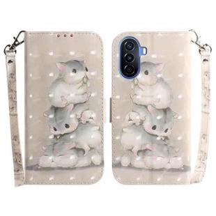 For Huawei nova Y70 Plus 3D Colored Pattern Flip Leather Phone Case(Squirrels)