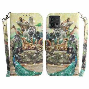 For Motorola Moto G72 3D Colored Pattern Flip Leather Phone Case(Zoo)