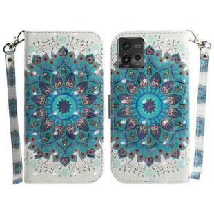 For Motorola Moto G72 3D Colored Pattern Flip Leather Phone Case(Peacock Wreath)