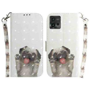 For Motorola Moto G72 3D Colored Pattern Flip Leather Phone Case(Pug)