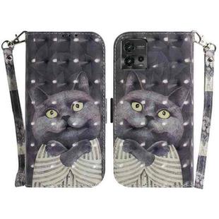 For Motorola Moto G72 3D Colored Pattern Flip Leather Phone Case(Hug Cat)