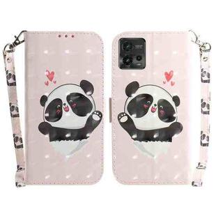 For Motorola Moto G72 3D Colored Pattern Flip Leather Phone Case(Heart Panda)