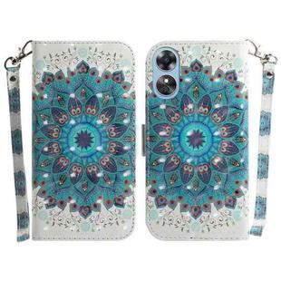 For OPPO A17 3D Colored Pattern Flip Leather Phone Case(Peacock Wreath)