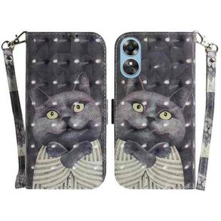 For OPPO A17 3D Colored Pattern Flip Leather Phone Case(Hug Cat)