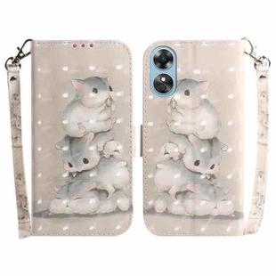For OPPO A17 3D Colored Pattern Flip Leather Phone Case(Squirrels)