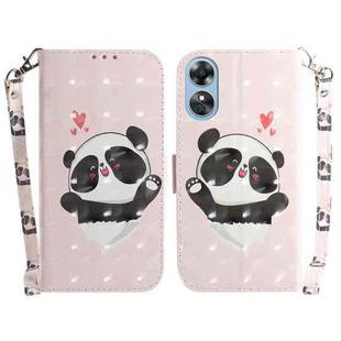 For OPPO A17 3D Colored Pattern Flip Leather Phone Case(Heart Panda)