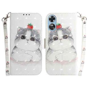 For OPPO A17 3D Colored Pattern Flip Leather Phone Case(Cute Cat)