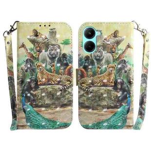 For Realme C33 3D Colored Pattern Flip Leather Phone Case(Zoo)