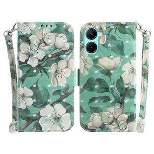 For Realme C33 3D Colored Pattern Flip Leather Phone Case(Watercolor Flower)