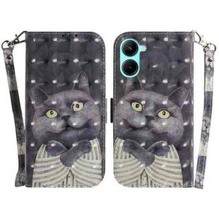 For Realme C33 3D Colored Pattern Flip Leather Phone Case(Hug Cat)