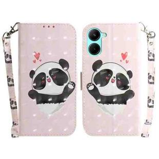 For Realme C33 3D Colored Pattern Flip Leather Phone Case(Heart Panda)