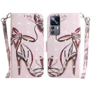 For Xiaomi 12T Pro 3D Colored Pattern Flip Leather Phone Case(Butterfly High-heeled)