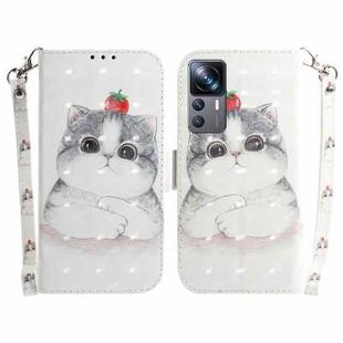 For Xiaomi 12T Pro 3D Colored Pattern Flip Leather Phone Case(Cute Cat)